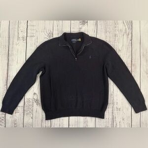 Polo Ralph Lauren Pima Cotton Quarter Zip Sweater Mens XL Navy Blue Long Sleeve